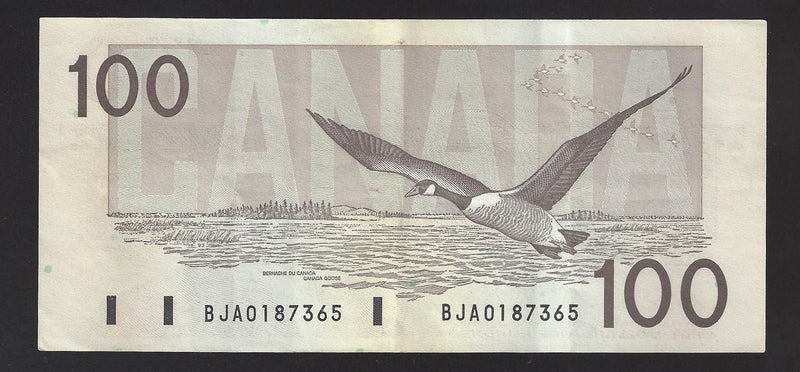 1988 $100 Bank of Canada Note Thiessen-Crow Prefix BJA0187365 BC-60a-i (EF)