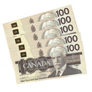 5 Sequential 1988 Canada $100 Banknote Thiessen-Crow,BJH,(CL BPN) BC-60a-i (UNC)