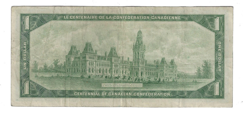 1967 Canada $1 Banknote Beattie-Rasminsky,*B/M, BC-45bA-i (Fine)