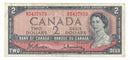 1954 Canada $2 Banknote Beattie-Rasminsky, B/R, BC-38b (F)