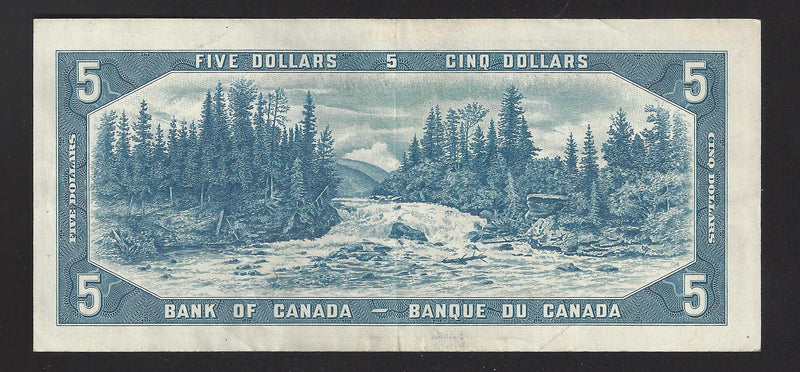 1954 $5 Bank of Canada Note Beattie-Rasminsky Prefix B/S0442481 BC-39b (VF)