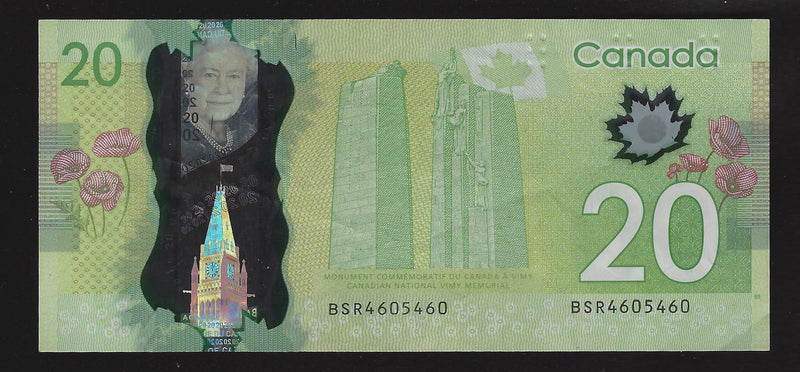 2012 $20 Bank of Canada Repeter Note 4 Digit Macklen-Carney  BSR4605460 BC-55-N1-ii-N10-iii (Circ.)