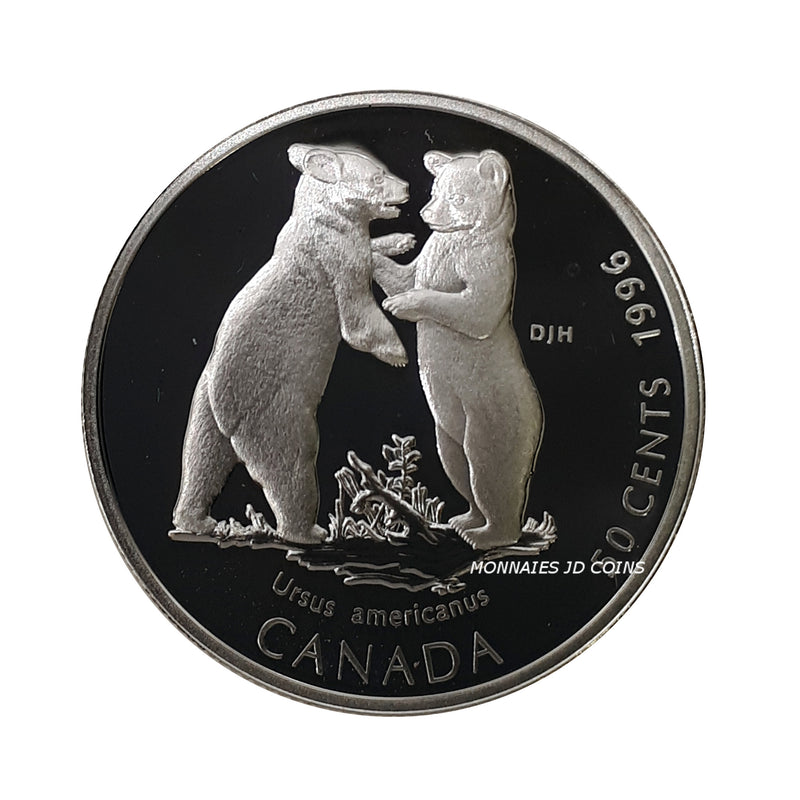 1996 Canada Fifty Cents Black Bear Cubs Proof Sterling Silver