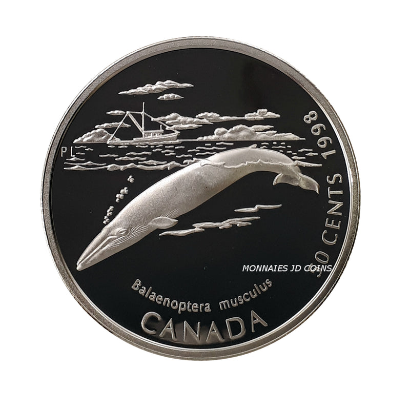 1998 Canada Fifty Cents Blue Whale Proof Sterling Silver