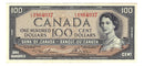 1954 Canada $100 Banknote Beattie-Coyne Modifield Portrait A/J BC-43a About/UNC