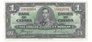 1937 Canada $1 Banknote Coyne-Towers, C/N, BC-21d (EF)