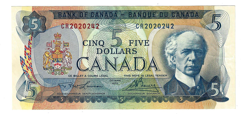 1972 Canada $5 Banknote Lawson-Bouey, C/R, BC-48b (EF)