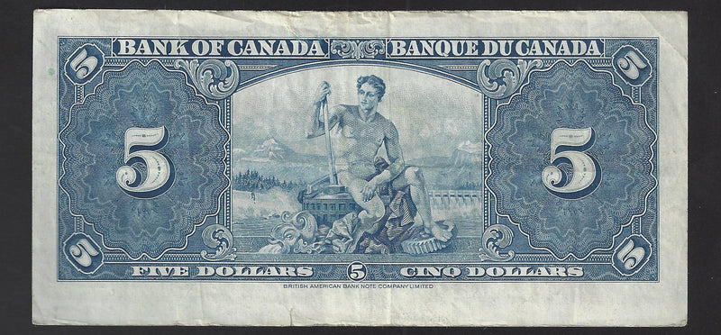 1937 $5 Bank of Canada Note Coyne-Towers Prefix C/S0265416 BC-23c (VF)