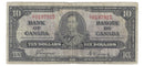 1937 $10 Bank of Canada Note Coyne-Towers, C/T, BC-24c (VG)