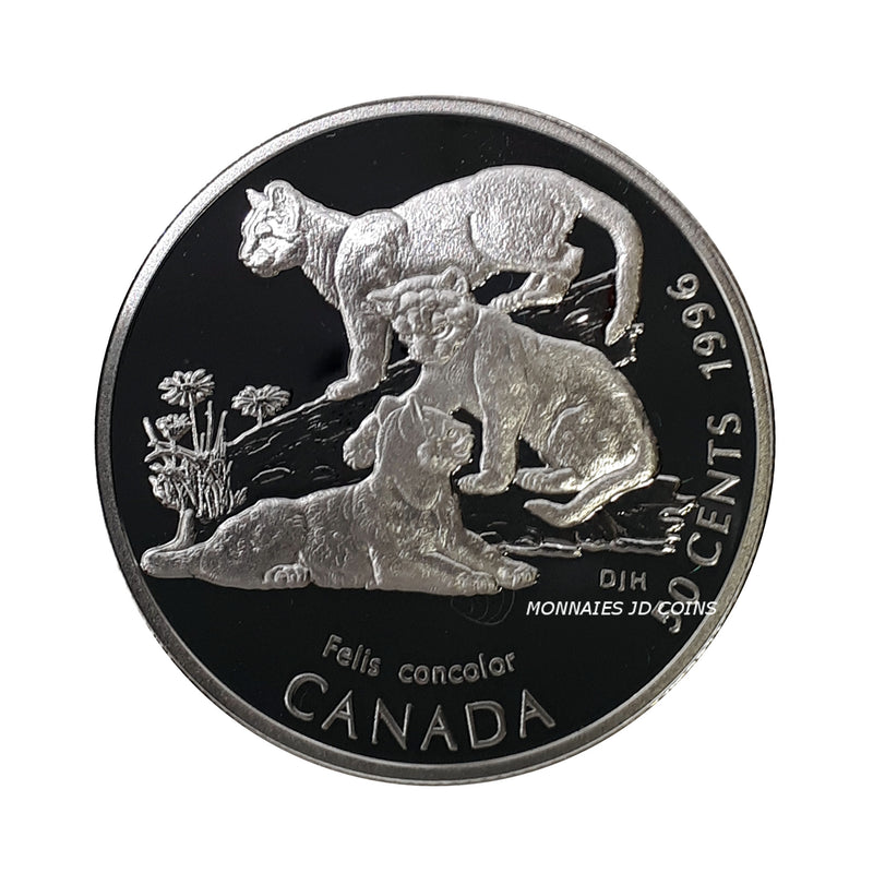 1996 Canada Fifty Cents Cougar Kittens Proof Sterling Silver