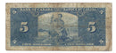 1937 Canada $5 Banknote Gordon-Towers D/C BC-23b Very Good