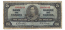 1937 Canada $5 Banknote Gordon-Towers D/C BC-23b Very Good
