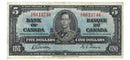 1937 Canada $5 Banknote Gordon-Towers D/C BC-23b (VF/EF)
