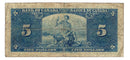 1937 Canada $5 Banknote Gordon-Towers D/C BC-23b Fine