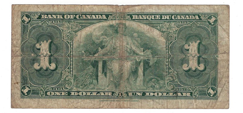 1937 Canada $1 Banknote Gordon-Towers (WP) D/M, BC-21c (VG)