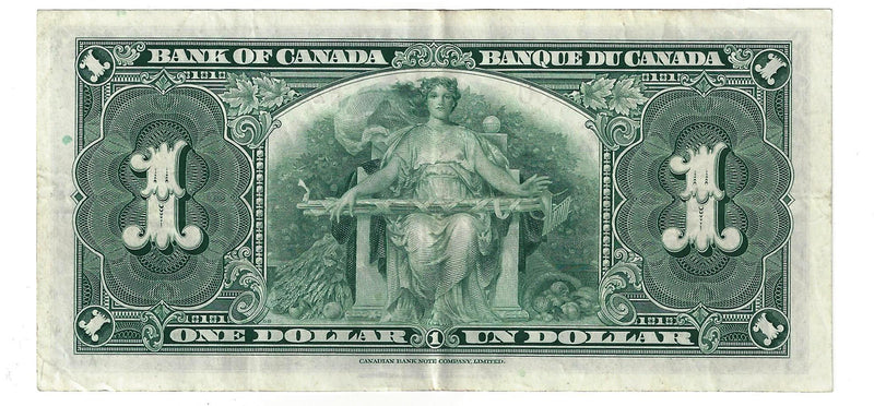 1937 Canada $1 Banknote Coyne-Towers  D/N, BC-21d (VF)