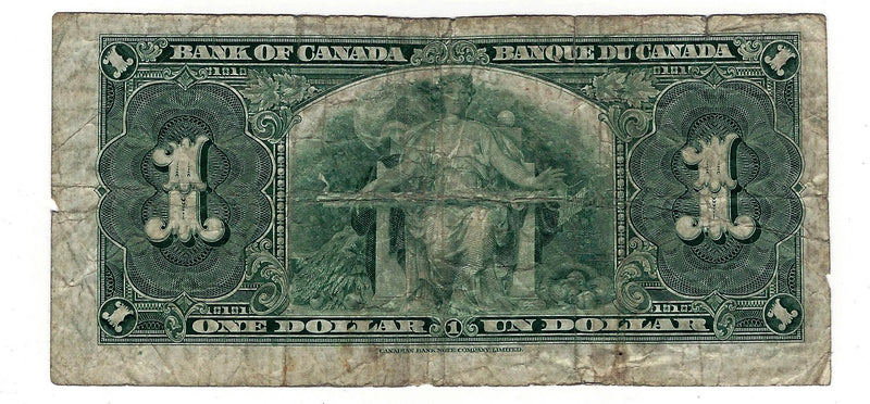 1937 Canada $1 Banknote Coyne-Towers  D/N, BC-21d (VG)