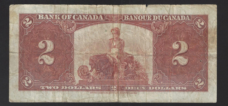 1937 $2 Bank of Canada Note Coyne-Towers Prefix D/R00553828 BC-22c (VG)
