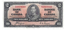 1937 Canada $2 Banknote Coyne-Towers, D/R, BC-22c (EF)