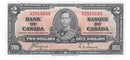 1937 Canada $2 Banknote Coyne-Towers, D/R, BC-22c (EF)