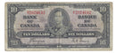 1937 $10 Bank of Canada Note Coyne-Towers, D/T, BC-24c (VG)