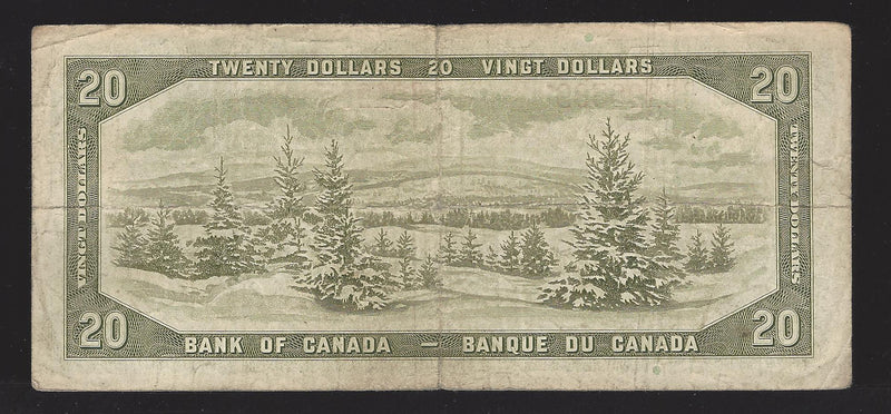 1954 $20 Bank of Canada Note Beattie-Rasmintsky D/W0120509 Prefix BC-41b (Circ.)