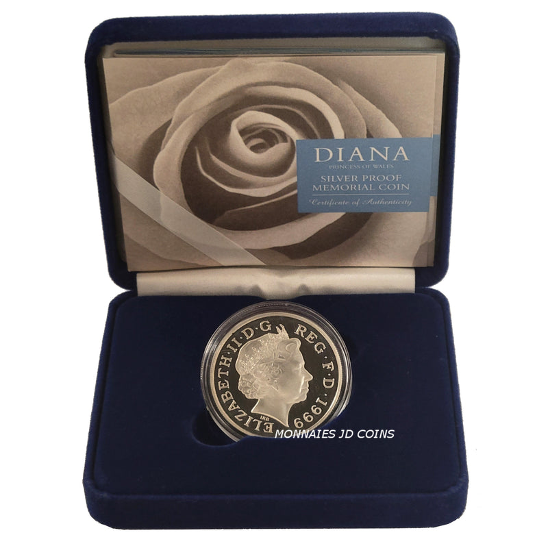 1999 Great Britain Princess Diana Memoria Silver Coin $5 Proof Pounds