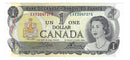 1973 Canada $1 Banknote Crow-Bouey, EAX,Lithographed Backs, BC-46bA (AU)