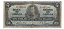 1937 Canada $5 Banknote Gordon-Towers E/C BC-23b Very Good
