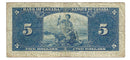 1937 Canada $5 Banknote Gordon-Towers E/C BC-23b Fine