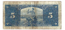 1937 Canada $5 Banknote Gordon-Towers E/C BC-23b Fine