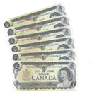 1973 Canada 6 Sequential $1 Banknote Crow-Bouey, ECP, BC-46b (UNC)