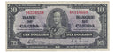 1937 $10 Bank of Canada Note Gordon-Towers,E/D, BC-24b (VF)