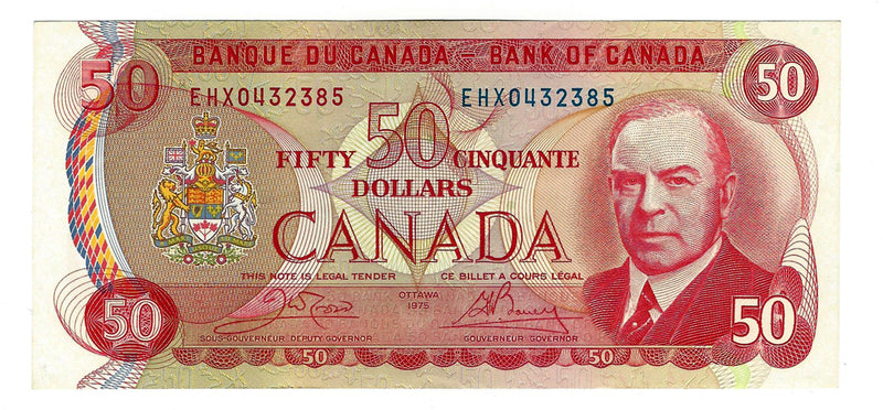 1975 Canada $50 Banknote  Crow-Bouey ,EHX, BC-51bA (EF)