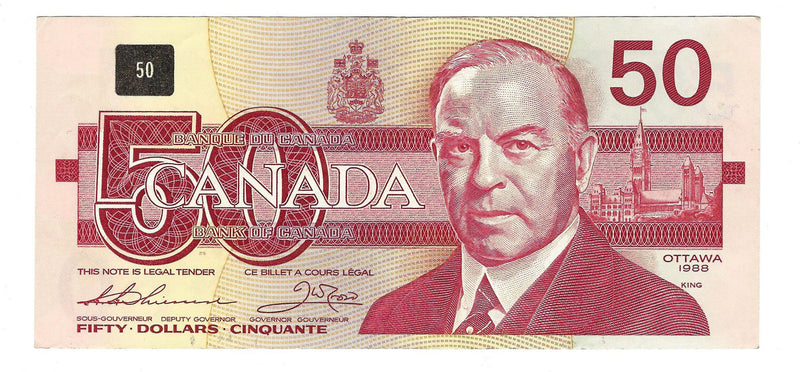 1988 Canada Replacement $50 Banknote  Thiessen-Crow ,EHX (Below 1,7M), BC-59aA (Circ.)