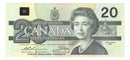 Without Serifs 1991 Canada $20 Banknote Thiessen-Crow, EIB, BC-58aA UNC