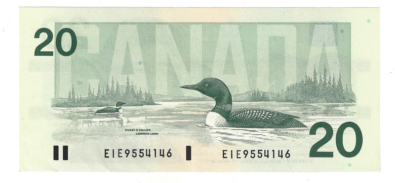 Without Serifs 1991 Canada $20 Banknote Thiessen-Crow, EIE, BC-58aA UNC