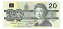 Without Serifs 1991 Canada $20 Banknote Thiessen-Crow, EIX, BC-58aA UNC