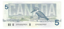 1986 Canada $5 Banknote Thiessen-Crow ,EPD, BC-56b  (C/UNC)
