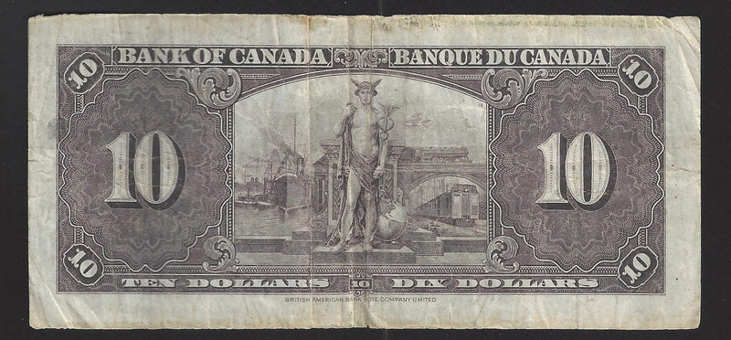 1937 $10 Bank of Canada Note Coyne-Towers Prefix E/T2843688 BC-24c (Fine)