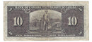 1937 $10 Bank of Canada Note Coyne-Towers Prefix E/T8373605 BC-24c (F)