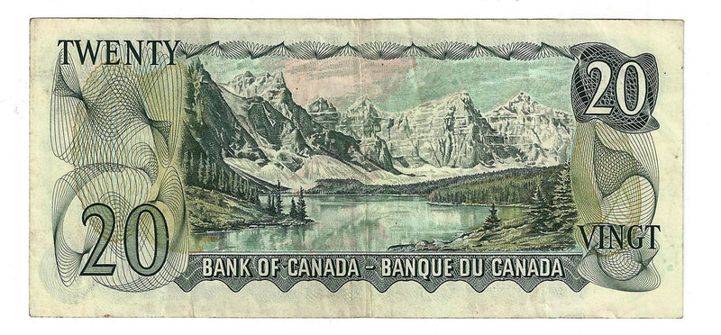 1969 Canada $20 Banknote  Beattie-Rasminsky,  BC-50a, Circ.