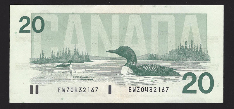 1991 $20 Bank of Canada Note Knight-Dodge Prefix EWZ0432167 BC-58d (Circ.)