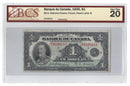 1935 Canada $1 Banknote Osborne-Towers French Text BC-2 BCS VF-20