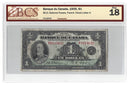 1935 Canada $1 Banknote Osborne-Towers French Text BC-2 Certified BCS F-18