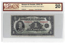 1935 Canada $1 Banknote Osborne-Towers French Text BC-2 Certified BCS VF-20