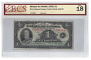 1935 Canada $1 Banknote Osborne-Towers French Text BC-2 Certified BCS F-18