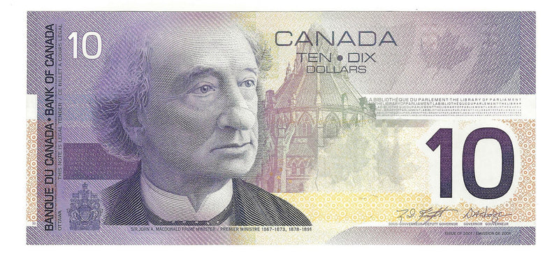 2002 Canada $10 Banknote Knight-Dodge ,FEG, BC-63b  (GEM/UNC)