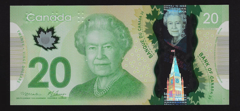 2012 $20 Bank of Canada Note Macklem-Carney Prefix FIS6665555 BC-71a (Ch/Unc)