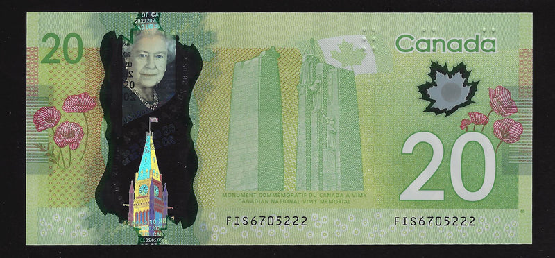 2012 $20 Bank of Canada Note Macklem-Carney Prefix FIS6705222 BC-71a-i (Ch/Unc)